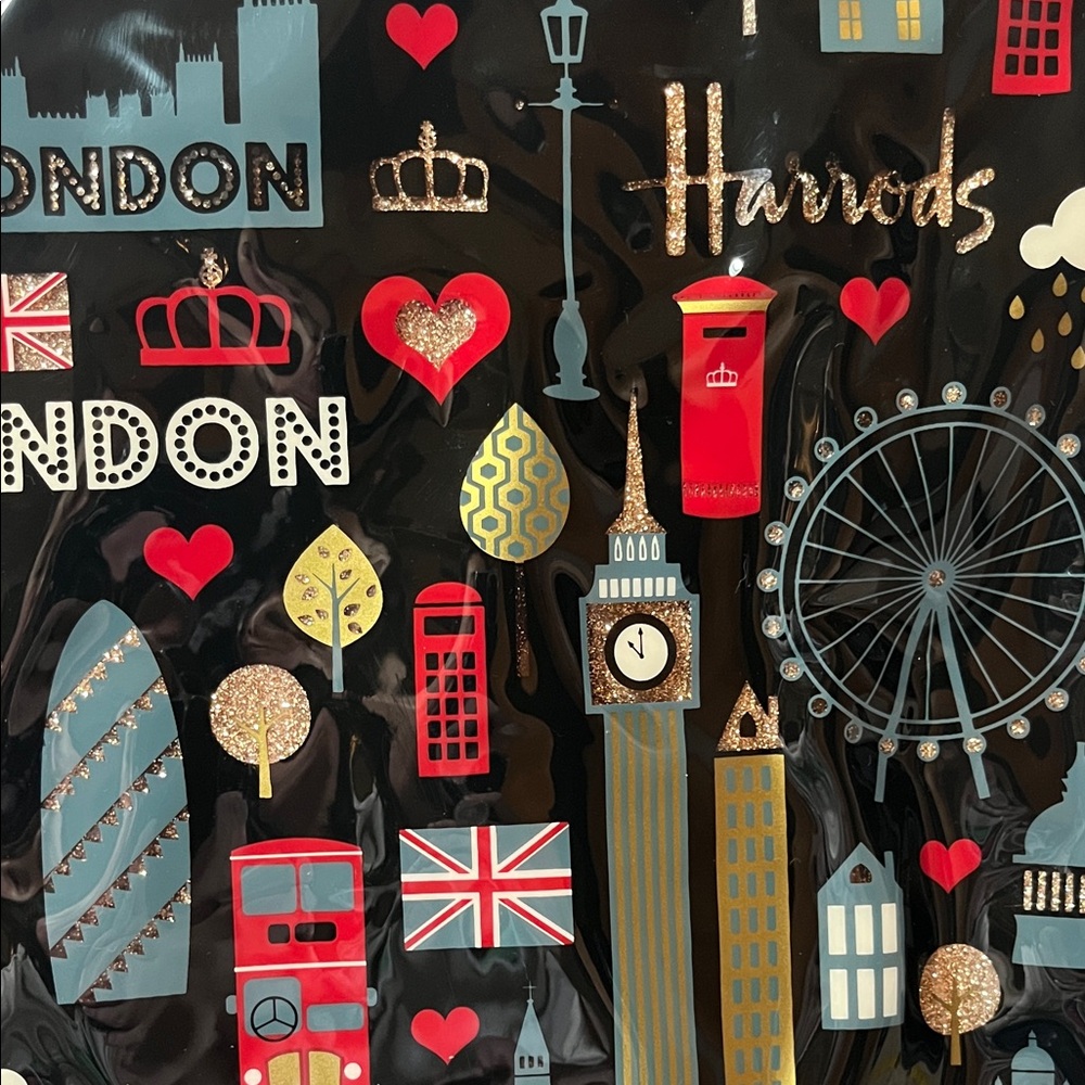 Harrods Medium London Landmarks Glitter Tote - Picture 6 of 7